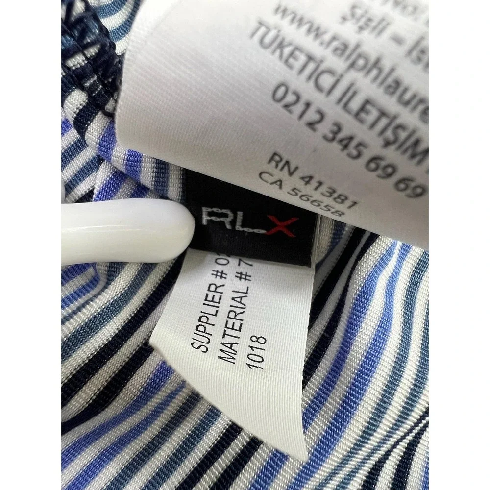 RLX Ralph Lauren Polo Shirt Mens Medium Blue Stripe Nanea Golf Club Performance